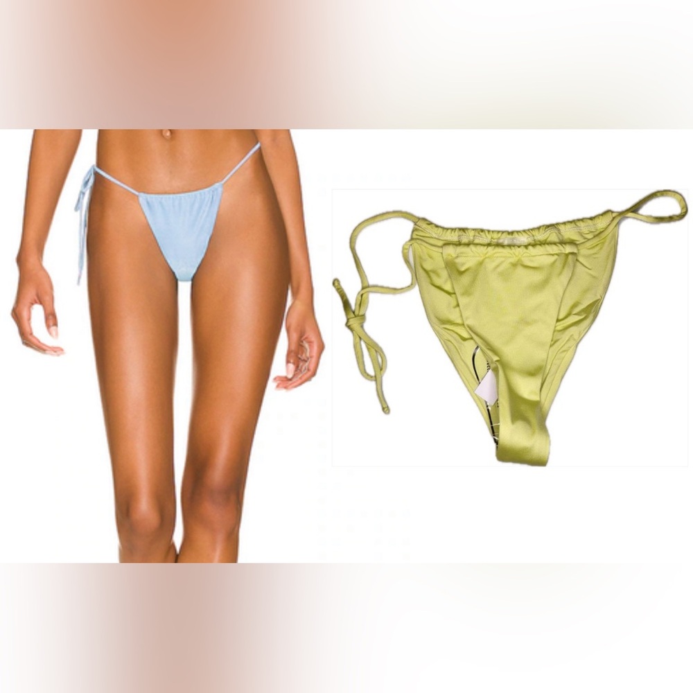 Monica Hansen Lime Green Lurex Tie Side Bikini Bottom Shimmer Swim NWT M
